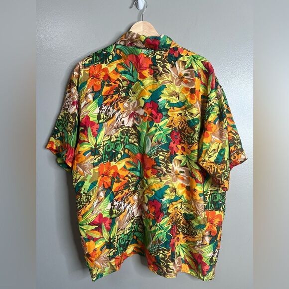 Vintage Ivy Club classics silk floral button up shirt size large Hawaiian Vaca - Picture 3 of 6